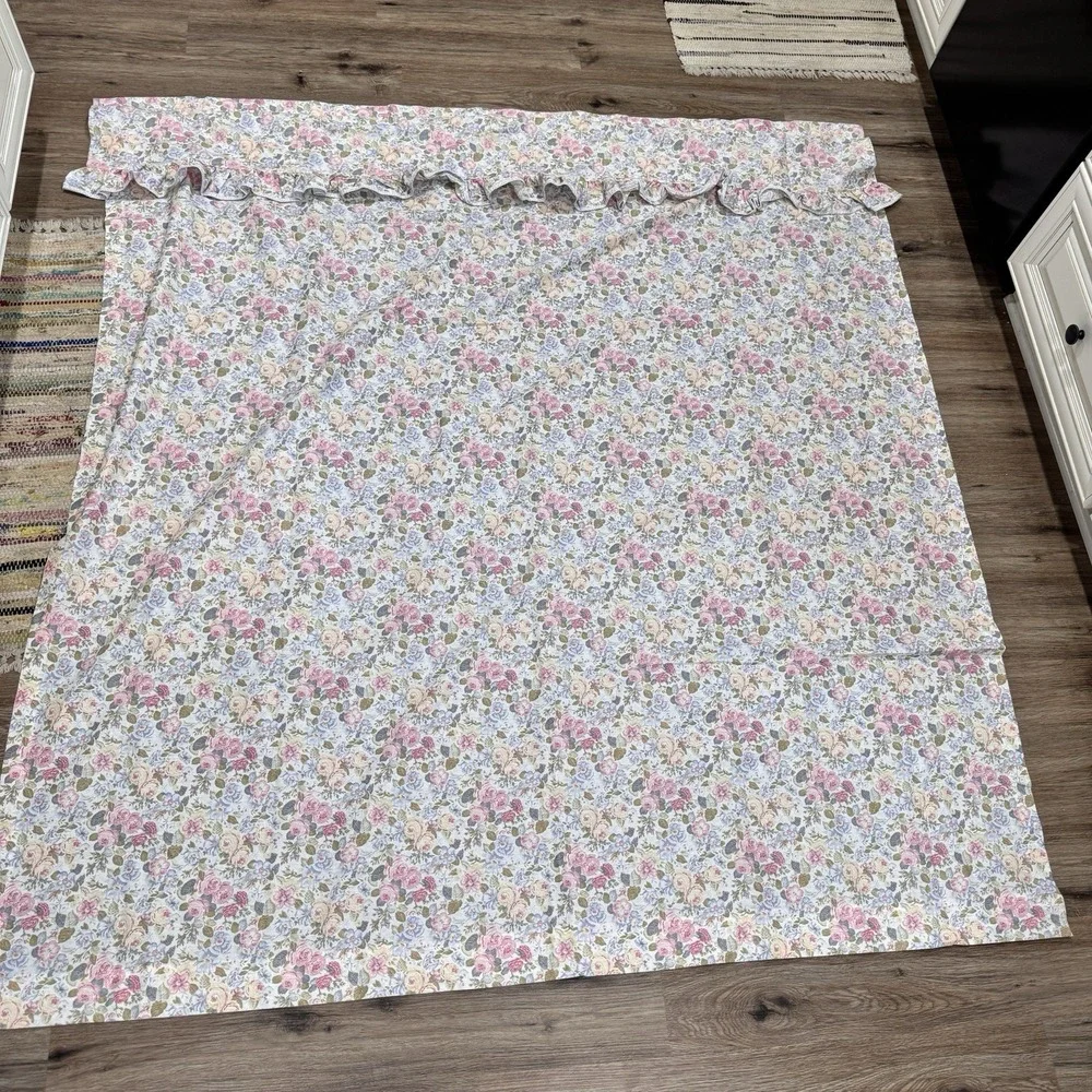 Vintage Laura Ashley Shower Curtain Floral 3 Pc Valance Cottagecore Shabby USA